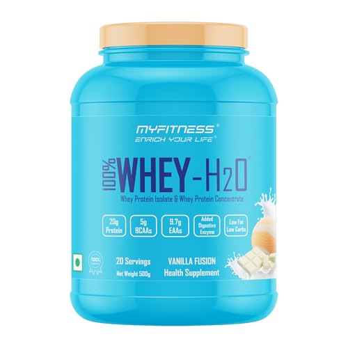 Image of Myfitness Protein Powder 500g Vanilla Fusion 20 Servings | 100% Whey H2O | 80% Protein Per Serving | Isolate & Concentrate Blend | Added Digestive Enzymes | Whey Protein Powder