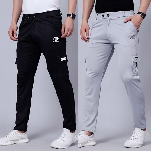 Image of Men's Casual Regular Fit Solid 2 Way Lycra Cargo for Men & Boys|Men's Cargo