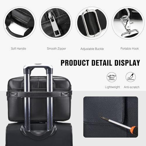 Bolso FANDARE para portátil de cuero genuino para hombre miniatura 4