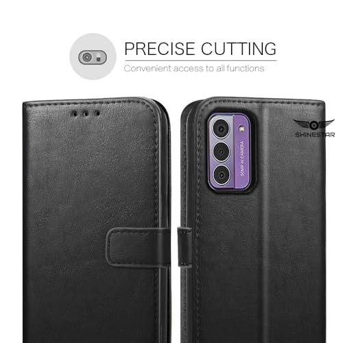 Image of SHINESTAR Nokia G42 5G Flip Back Cover | PU Leather Flip Cover Wallet Case with TPU Silicone Case Back Cover for Nokia G42 5G - Classy Black