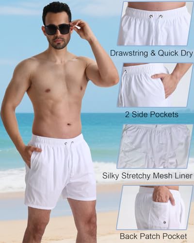 TUVEKE Men's Swim Trunks Quick Dry Bathing Suit for Men 5 Inch Inseam with Mesh Liner Mens Swimming Shorts Beach Shorts S-XXL4