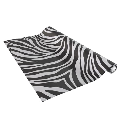 Vénilia Klebefolie Deco Standard, Zebra, 45 cm x 2 m, selbstklebende Möbelfolie, Dekofolie, Küchenfolie, Tapete, PVC ohne Phthalate, Made in EU