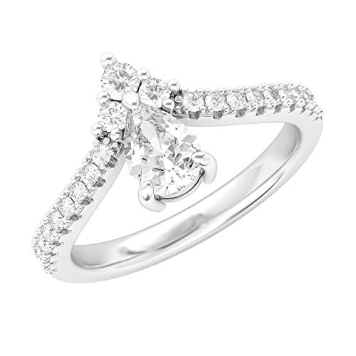 Sterling Silver Princess Crown Pear Shape Simulated Diamond or Moissanite Engagement Ring Vintage Promise Bridal Ring2