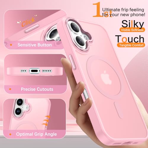Image of YINLAI for iPhone 17 Case 6.3-inch,Magnetic Compatible with MagSafe, Slim Matte Anti-Fingerprint, Shockproof Full Body Military Grade Protection for iPhone 17 Cover, Light Pink