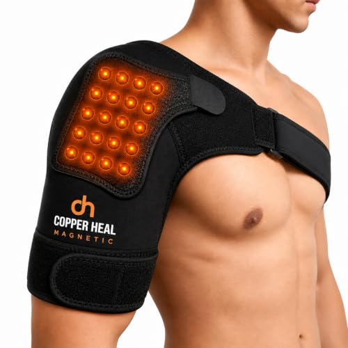 COPPER HEAL Magnetic Shoulder Brace Adjustable Compression Support with Copper Fabric & Magnetic Inserts Left & Right Shoulder Stability for Sports & Daily Use