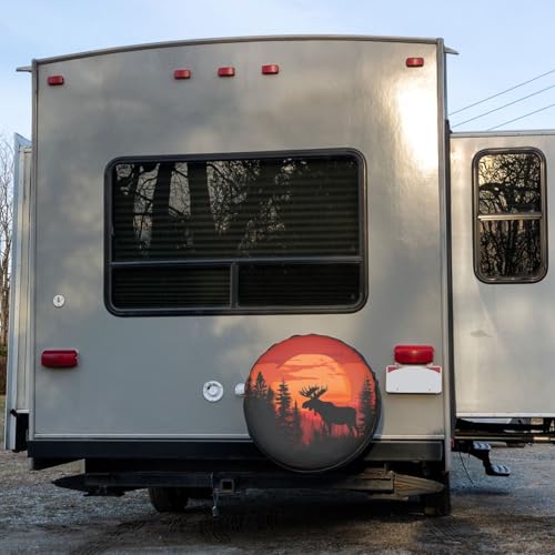 Image of Moose Wild Nature Landscape Spare Tire Cover Dust-Proof Wheel Tire Cover Fit Trailer, RV, SUV and Many Vehicle 14 Inch