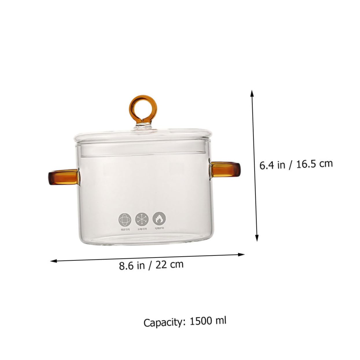 OFFSCH Clear Simmering Pot with Double Handles Heat Resistant Glass Cookware for for Soups Pasta and More Transparent Design for Easy Monitoring