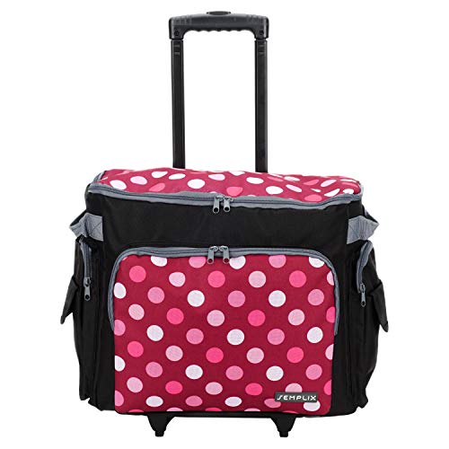 SEMPLIX - Maletín con Ruedas para máquina de Coser (50 x 43 x 32 cm) para Todo Tipo de máquinas de Coser domésticas, maletín para Transporte cómodo y Almacenamiento Seguro