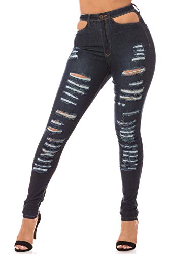 Aphrodite High Waisted Jeans for Women - Skinny Hand Sanding Distressed Destroyed Ripped Cut Out Stretch Denim Pants4