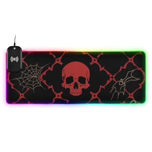 Tapis de souris de jeu tête de mort rouge pour décorer votre setup gaming Halloween