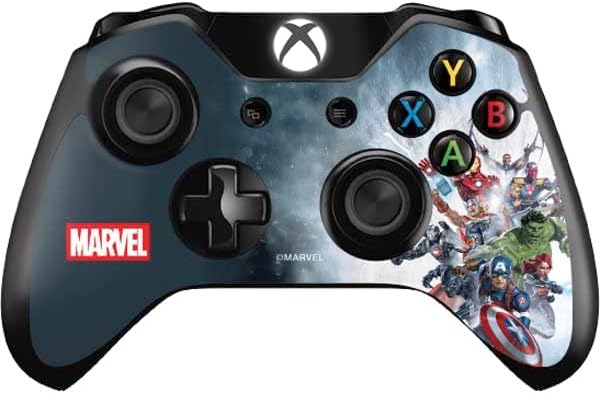 Skinit Decal Gaming Skin Compatible with Xbox One Controller - Officially Licensed Marvel Avengers Blue Logo Design