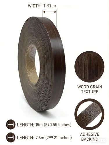 Image of HGKJHFmelamine Edging Tape. pre Coated with hot melt Adhesive Flexible Veneer Edge Edging, Used for Cabinet and Furniture Maintenance (No18-Deep Sandalwood Color, 1.81cm*15m)