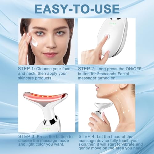 Image of KIMEE Face Massager, Anti-Aging Neck Eye Massager with 7 Colors 3 Modes, Facial Massager for Skin Care, Anti-Wrinkle Device for Slimming Face Electric Face Scrubber