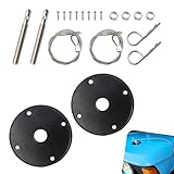 Hood Pins Kit for Car, Hood Pin Plate Lock, Stainless Steel Car Hood Cover Quick Latch Hood Pins, Iron Cable-Type Fixed Shock-Absorbing Invisible Car Head Modified Hood Lock, for Most Models (Black)