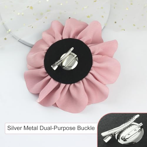 Image of Merdia 6.3 inch Rose Flower Brooch & Hair Clip for Women - Large Floral Pin for Clothes & Hair Accessories | Elegant Dress Jewelry for Events, Parties & Occasions - Blush Pink