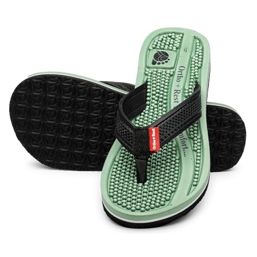 Image of Ortho + Rest Men's Flip Flops with Acupressure Footbed | Soft Doctor Slipper for Pain Relief | All Day Wear Slipper | Stimulate Blood Circulation, Relieve Foot Tension and Relaxation