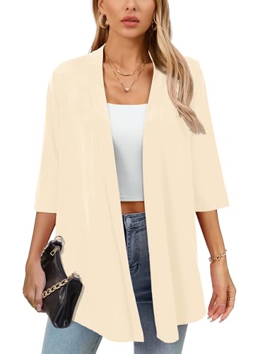 Image of Women's Lightweight Open Front Cardigans Casual Soft Drape Spring Summer Fall Cardigan S-3XL