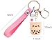 JJLFresheners Silicone Pearl Milk Tea Keychain, Cute Bobo Keyring Simulation Drinks Headphone Case Keyring Car Key Chain Bag Pendant for Women Girls, Car Keychain