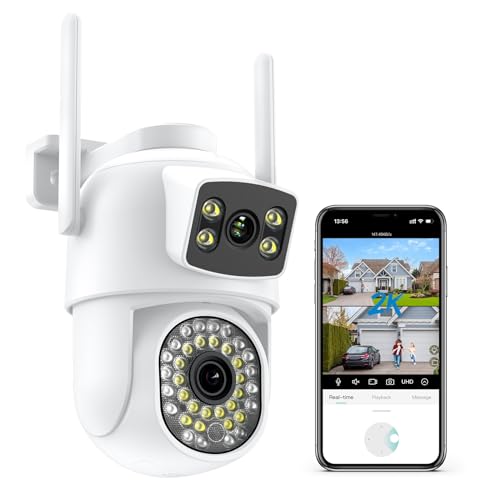ANBIUX 2K/6MP Camara Vigilancia WiFi Exterior con Doble Lente, PTZ Cámara IP Vigilancia con Visión...