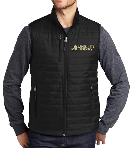 TEEAMORE Men's Custom Embroidered Puffy Vest for Men Personalied Nurse Zip Up Packable Puffer Sleeves Vest Add Your Text