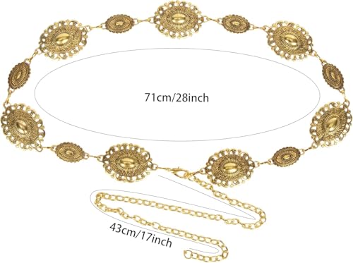 Western Gold Sunflower Concho Belt Women Cowgirl Cowboy Metal Chain Belts For Dresses Jeans Country Concert Outfits3