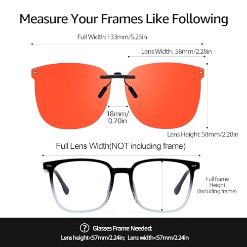 Image of TJUTR Clip On Blue Light Blocking Glasses for Women Men, Fit Over Glasses for Computer Gaming, Anti Eyestrain Improve Sleep
