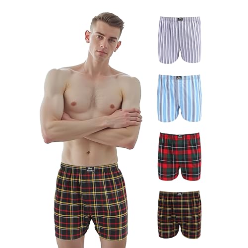 Men’s Woven Boxer Shorts 4-Pack – Ultra-Soft, Stretchy, Tagless, Wrinkle-Free Comfort Fit2