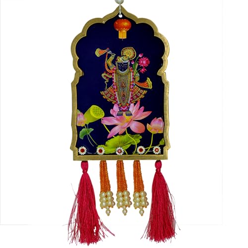 Image of CraftVatika Shrinath Ji Pichwai Wall Hanging Latkan for Door Wall Decoration, Diwali Decoration for Home, Diwali Decor Items, Festival Decorations Items, Pichwai Idol Hanging- 13.7 Inch,1 Pair
