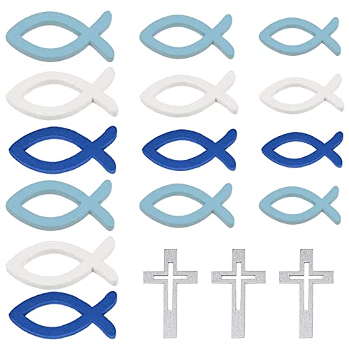 Peces de Madera Decoraciónes 120 Pcs Adorno de Decoración de Peces Decoraciones de Madera en Forma de Pez Mesa Decoración Pescado Decoración Náutica Pared para Bautizo Confirmación Comunión Decoración Cover