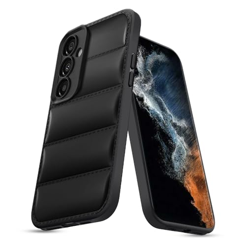 KARWAN® Puffer Edition Silicone Case Cover for Samsung Galaxy M52 | Scratch Resistance Mobile Cover, Camera Protection | Black- Best and cheap mobile covers in India