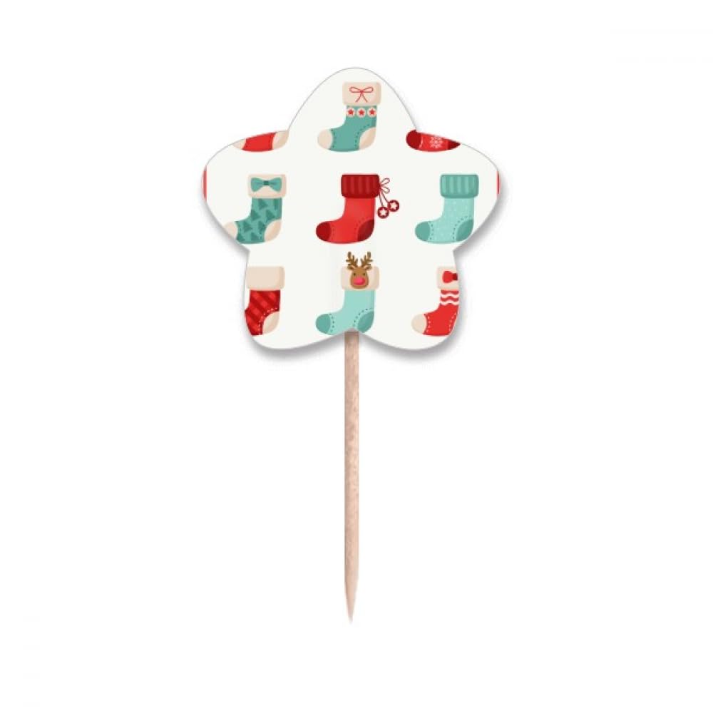Piques à cupcakes motif chaussettes de Noël Merry mas pour déco gâteau et buffet