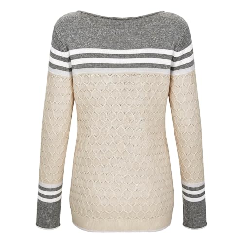 Sweater for Women Long Sleeve Clothing Crew Neck Color Block Pullover - image 5