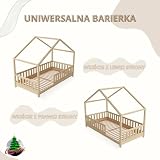 Crazy Pine Łóżko domek Crazy House 190 x 90 cm - Łóżko dziecięce z naturalnego drewna z odkręcaną barierką – Montessori