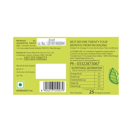Image of Goodricke Barnesbeg Darjeeling Green Tea 25 Tea Bags | Premium Loose Leaves | Herbal Tea | Detox Tea for Weight Loss | Antioxidant Rich | Immunity