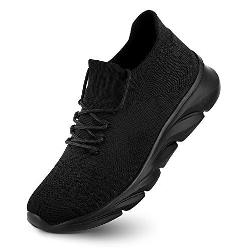 MaxMuxun Tenis para hombre, ligeros, para correr, caminar, informales, cómodos, para correr, para gimnasio, fitness, deportes, Todo negro., 44 EU Cover