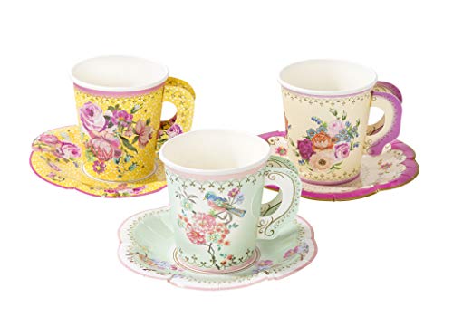 Talking Tables TS6-CUPSET-VINTAGE Truly Scrumptious Party Vintage Floral Tea Cups and Saucer Sets