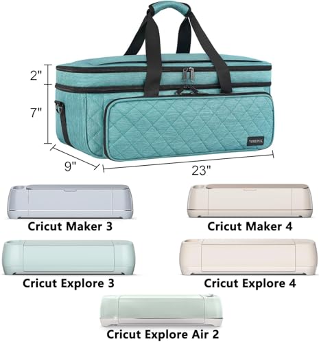YOREPEK Carrying Case for Cricut Maker 4, Maker 3, Explore 4, Explore 3, Air 2, Die Cut Machine Dust Cover, Large Travel Bag with Cutting Mat Storage, Tote Bag for Tools Accessories, Green