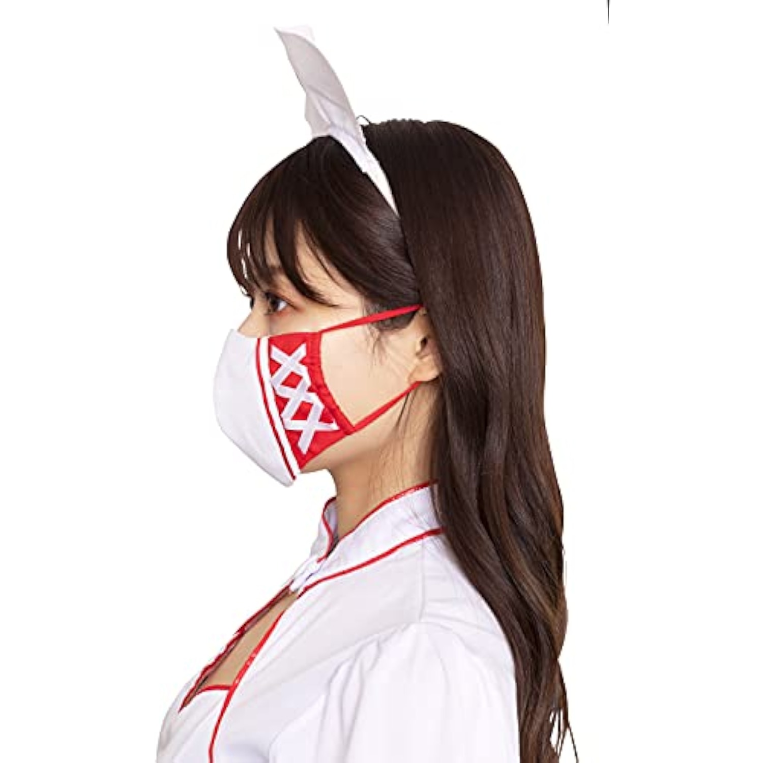 クリアストーン(Clearstone) コスマスク コスプレ ハロウィン マスク レースアップ レディース レッド 詳細画像4