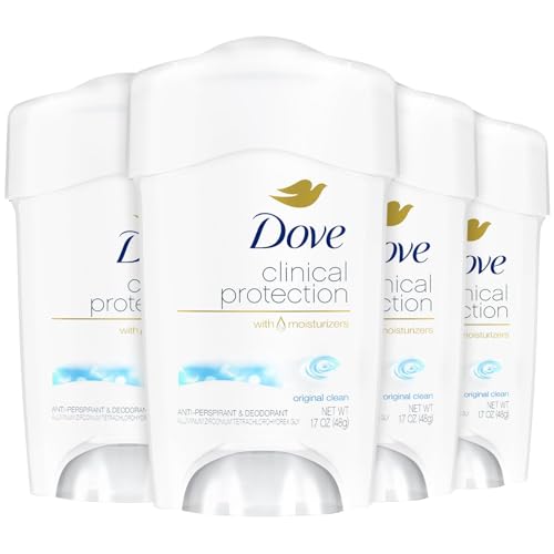 Dove Deodorant for Women, Clinical Protection Antiperspirant, Original Clean 4-Pack