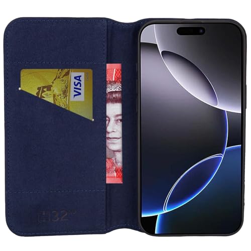 32nd Classic Series 2.0, Real Leather Book Wallet Flip Case Cover For iPhone 16 Pro Max (6.9"), With RFID Blocking Card Slot - Image 3