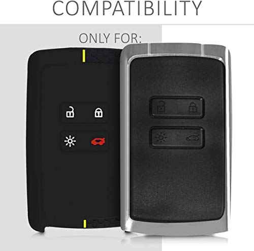 Image of JVCV Soft Silicone Key Cover Compatible with Renault Duster Kiger Triber Smart Key - Stylish Durable Protective (Black)