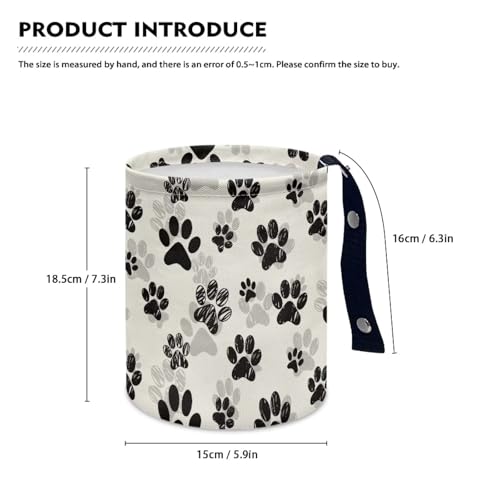 Image of Pensura Cute Dog Paws Car Garbage Bag Collapsible Multipurpose Small Car Trash Can Reusable Car Organization Bag with Strap for Car Accessories, Vehicle, Travelling, Camping