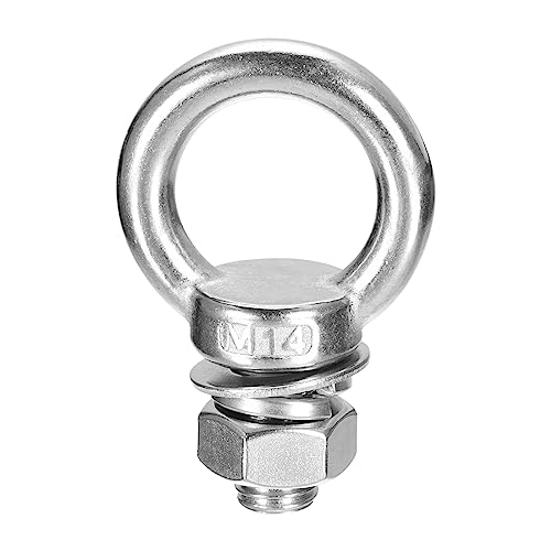 Image of uxcell Lifting Eye Bolt, 1 Set M14x25mm Eye Bolt with Nut Washer 304 Stainless Steel Shoulder Lifting Ring Eye Bolt for Hanging Item