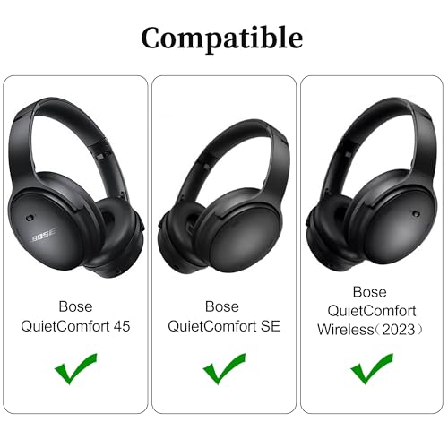 Almohadillas de repuesto para auriculares Bose QuietComfort 45 - Cojines para auriculares con cancelación de ruido para Bose QC45/QC SE/Nuevos auriculares inalámbricos QuietComfort, color negro miniatura 2
