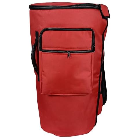ARAW Djembe Bag, Double Layer Djembe Drum Bag, Djembe Backpack with Shoulder Strap, Accessories Pocket, Djembe Drum Carrying Case (Red, X-Large (26H x 16W)) Cover