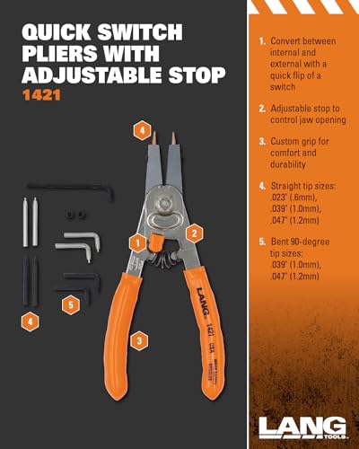 Lang Tools 1421 Alicate de anel de retenção de interruptor rápido interno/externo