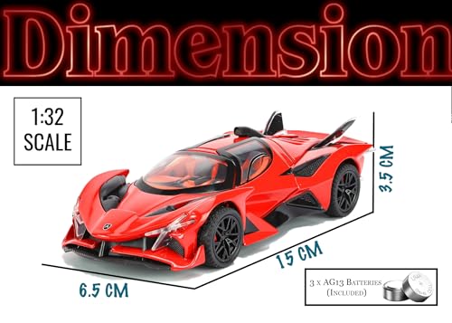 Image of JOY JUNCTION Limited Edition 1:32 Scale Metal Pull Back Toy car with Openable Doors, Light & Engine Sound - Realistic Collectible for Boys Kids 3+ Years & Above (Apolo Red)