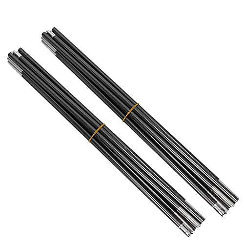 Tent Pole Support, 2 pcs 9 Sections Foldable Tent Support Rods 11.3ft Outdoor Aluminum Double Tent Poles Support Frame Rod Accessory Replacement Accessories for Camping Backpacking Hiking