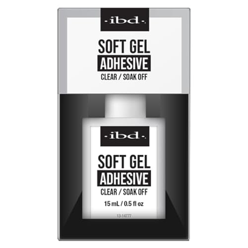 IBD Soft Gel Nail Adhesive - Clear Gel Nail Glue for Fake Nails, Tips, & Acrylic Extensions, Durable, Easy Soak-Off Bond, 0.5 fl oz