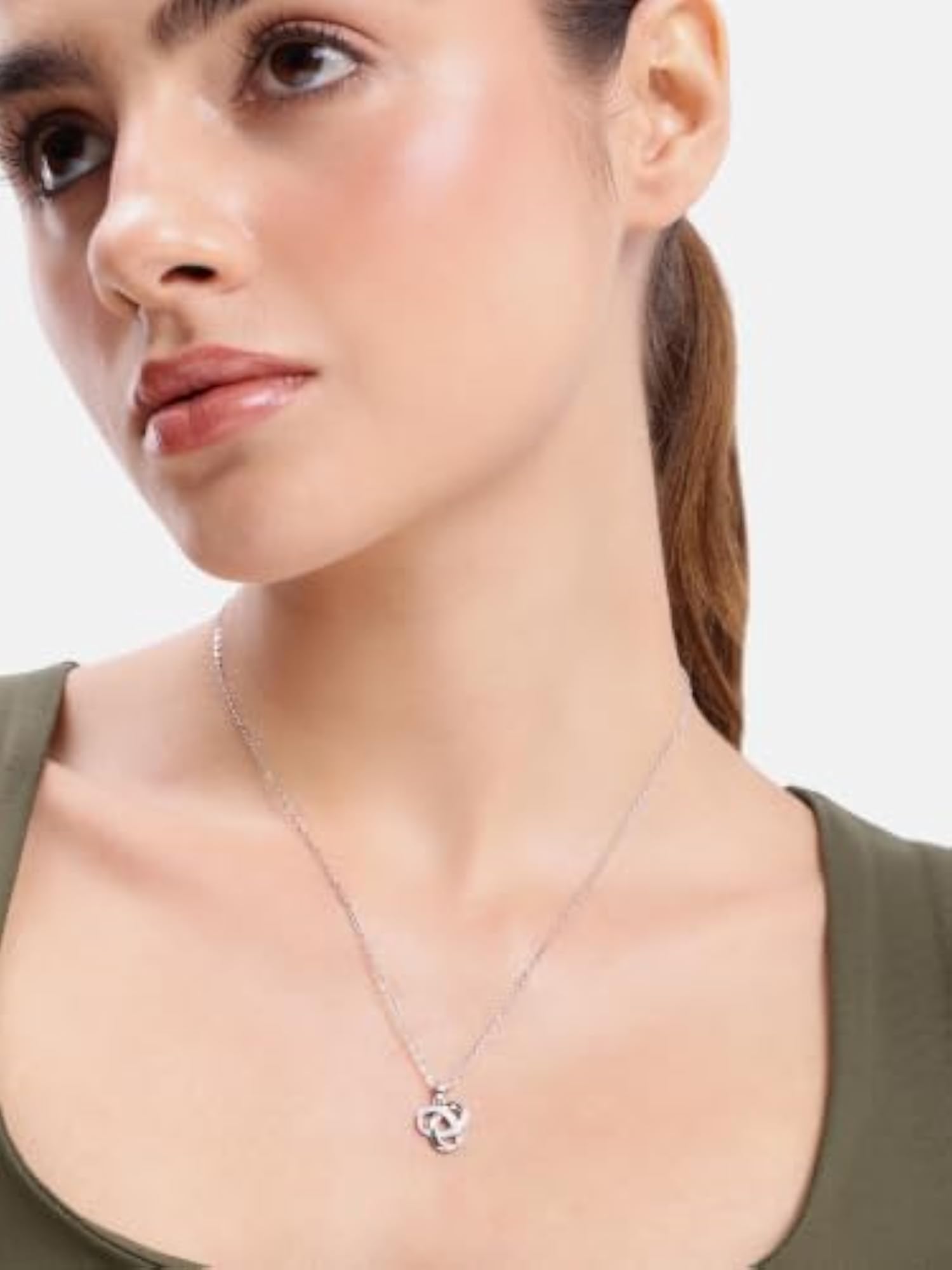 Women's 925 Sterling Silver Infinity Knot Sparkle Necklace